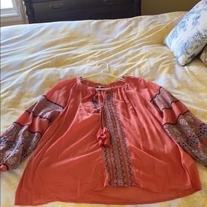 Joie orange gauzy cotton tunic. L